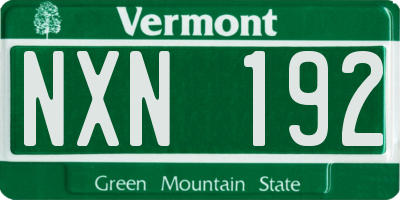 VT license plate NXN192