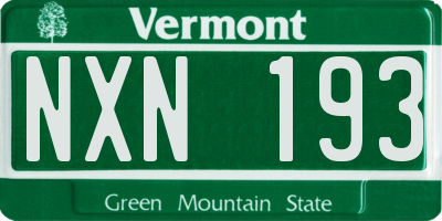 VT license plate NXN193