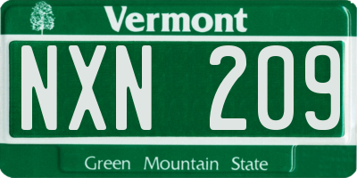 VT license plate NXN209