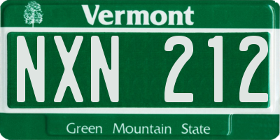 VT license plate NXN212