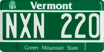 VT license plate NXN220