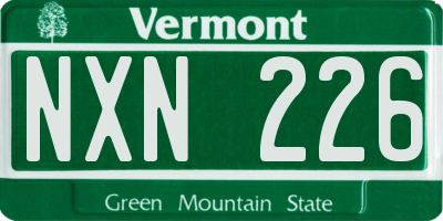 VT license plate NXN226