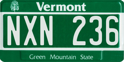VT license plate NXN236