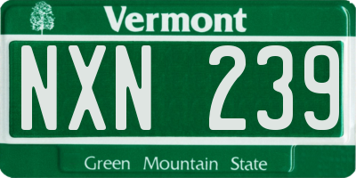 VT license plate NXN239