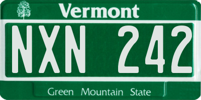 VT license plate NXN242