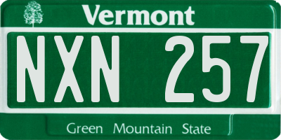 VT license plate NXN257