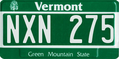 VT license plate NXN275