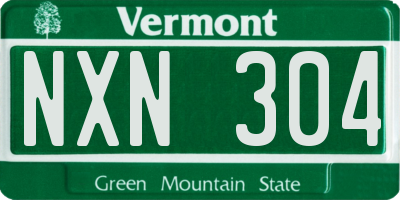 VT license plate NXN304