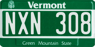 VT license plate NXN308