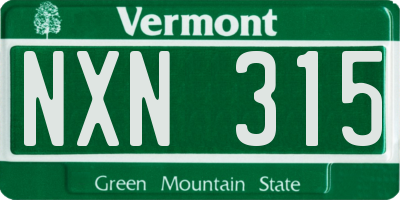 VT license plate NXN315