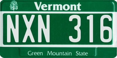 VT license plate NXN316