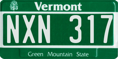 VT license plate NXN317