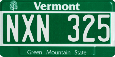 VT license plate NXN325
