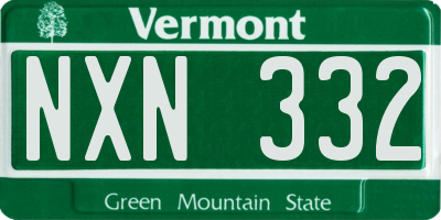 VT license plate NXN332