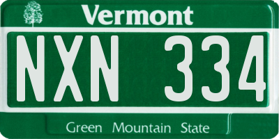 VT license plate NXN334
