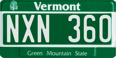 VT license plate NXN360