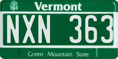 VT license plate NXN363