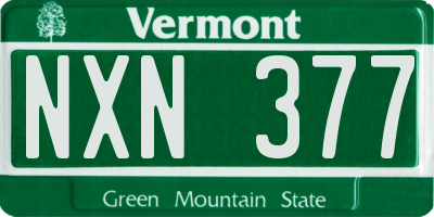VT license plate NXN377