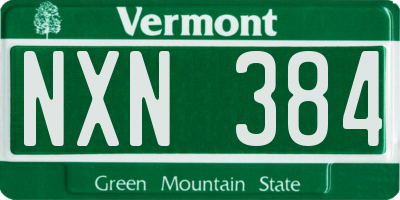 VT license plate NXN384