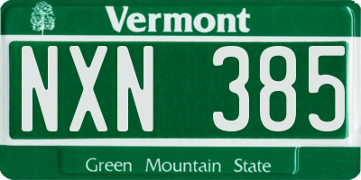 VT license plate NXN385