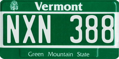 VT license plate NXN388