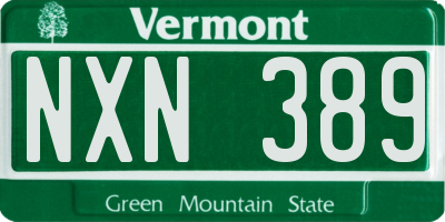 VT license plate NXN389