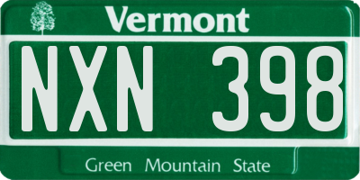 VT license plate NXN398