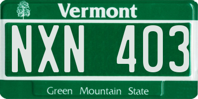 VT license plate NXN403