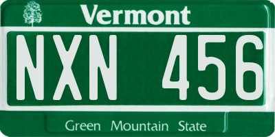 VT license plate NXN456