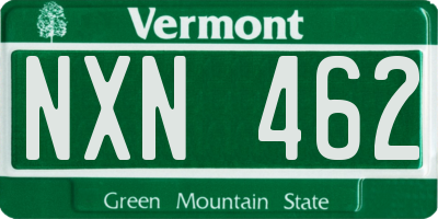 VT license plate NXN462