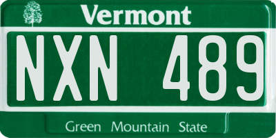 VT license plate NXN489