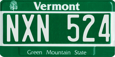 VT license plate NXN524