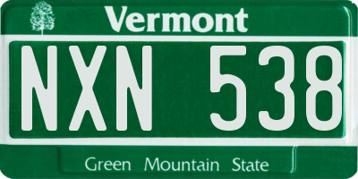 VT license plate NXN538