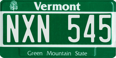 VT license plate NXN545