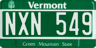 VT license plate NXN549