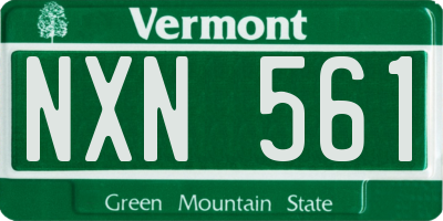 VT license plate NXN561