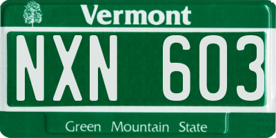 VT license plate NXN603