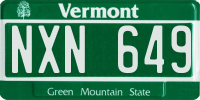 VT license plate NXN649