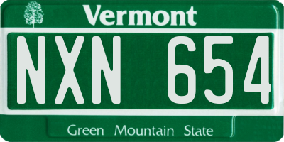 VT license plate NXN654
