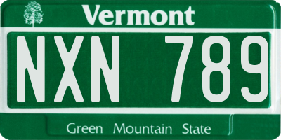 VT license plate NXN789