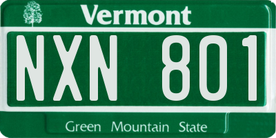 VT license plate NXN801