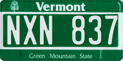 VT license plate NXN837