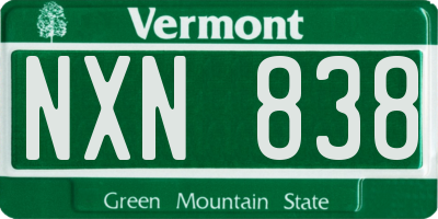 VT license plate NXN838