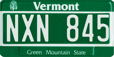 VT license plate NXN845