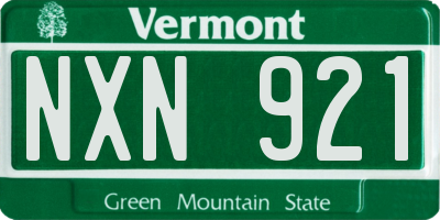 VT license plate NXN921
