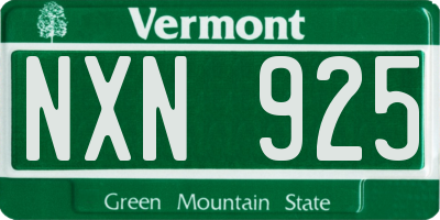 VT license plate NXN925