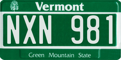 VT license plate NXN981
