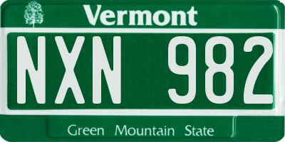 VT license plate NXN982