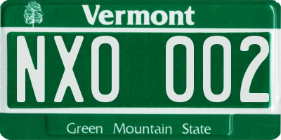 VT license plate NXO002