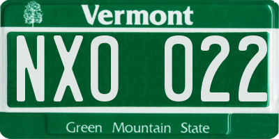 VT license plate NXO022
